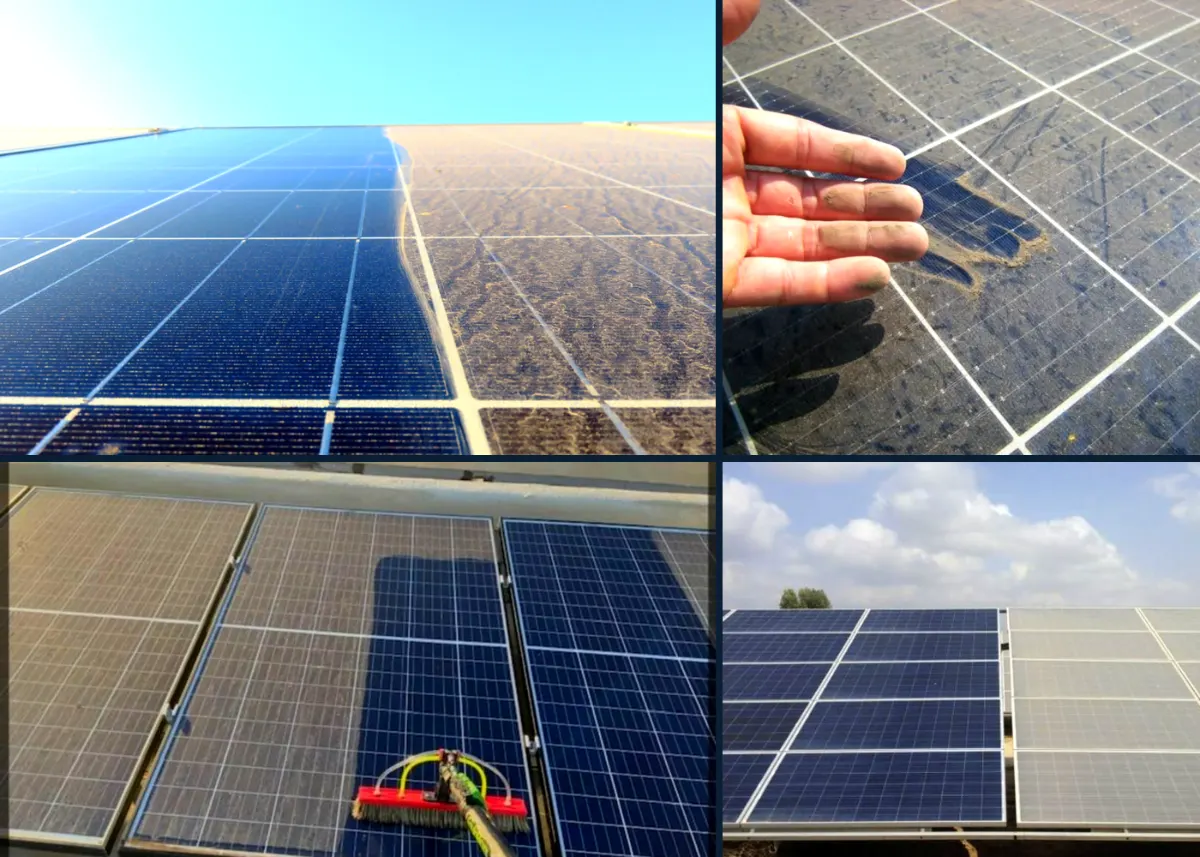 Painel solar sujo versus limpo